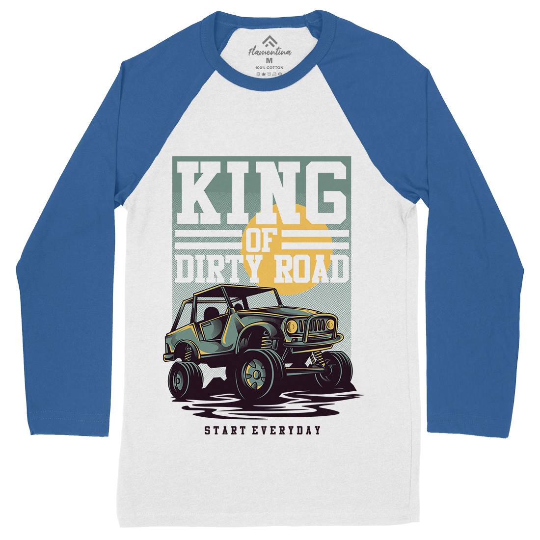 King Of Dirty Road Mens Long Sleeve Baseball T-Shirt Cars D631