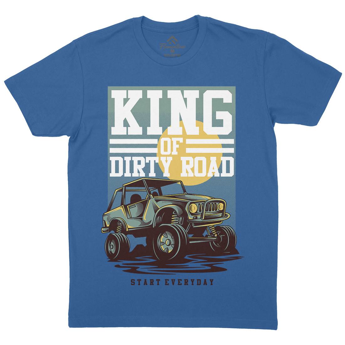 King Of Dirty Road Mens Organic Crew Neck T-Shirt Cars D631