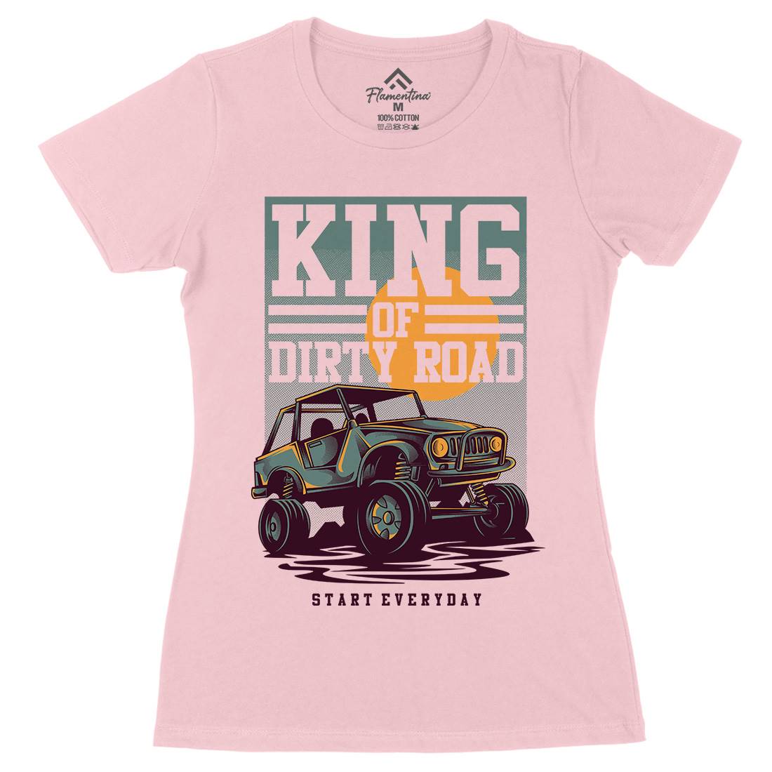 King Of Dirty Road Womens Organic Crew Neck T-Shirt Cars D631
