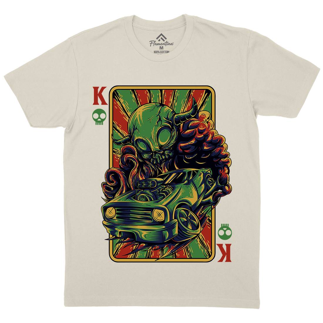 King Of Kings Mens Organic Crew Neck T-Shirt Cars D632