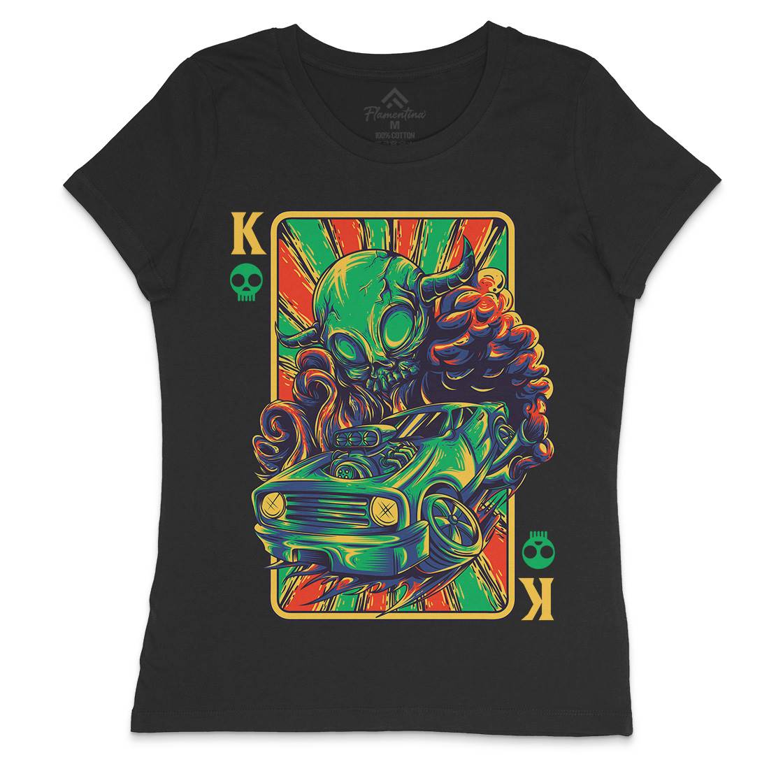 King Of Kings Womens Crew Neck T-Shirt Cars D632