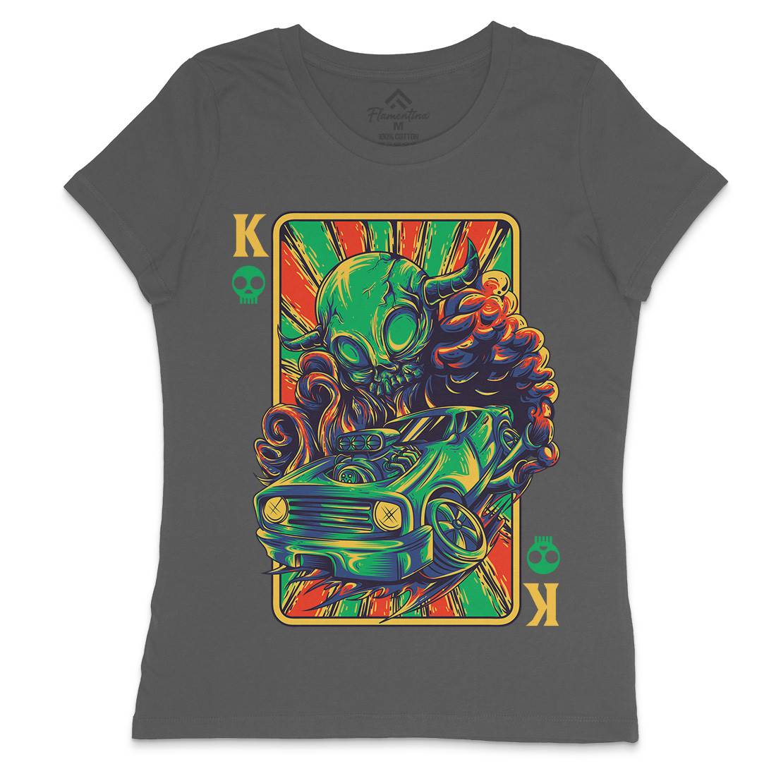 King Of Kings Womens Crew Neck T-Shirt Cars D632