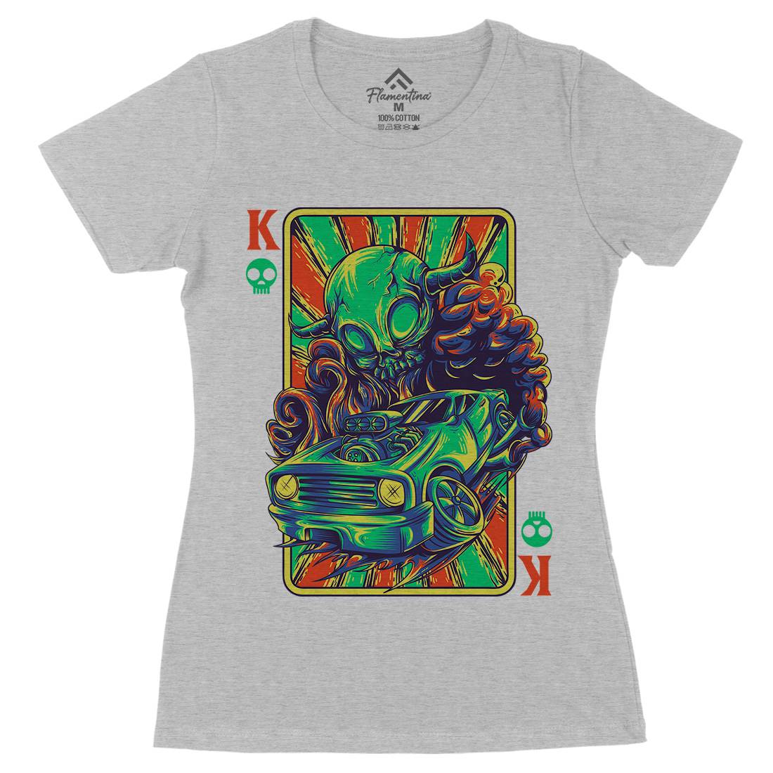 King Of Kings Womens Organic Crew Neck T-Shirt Cars D632