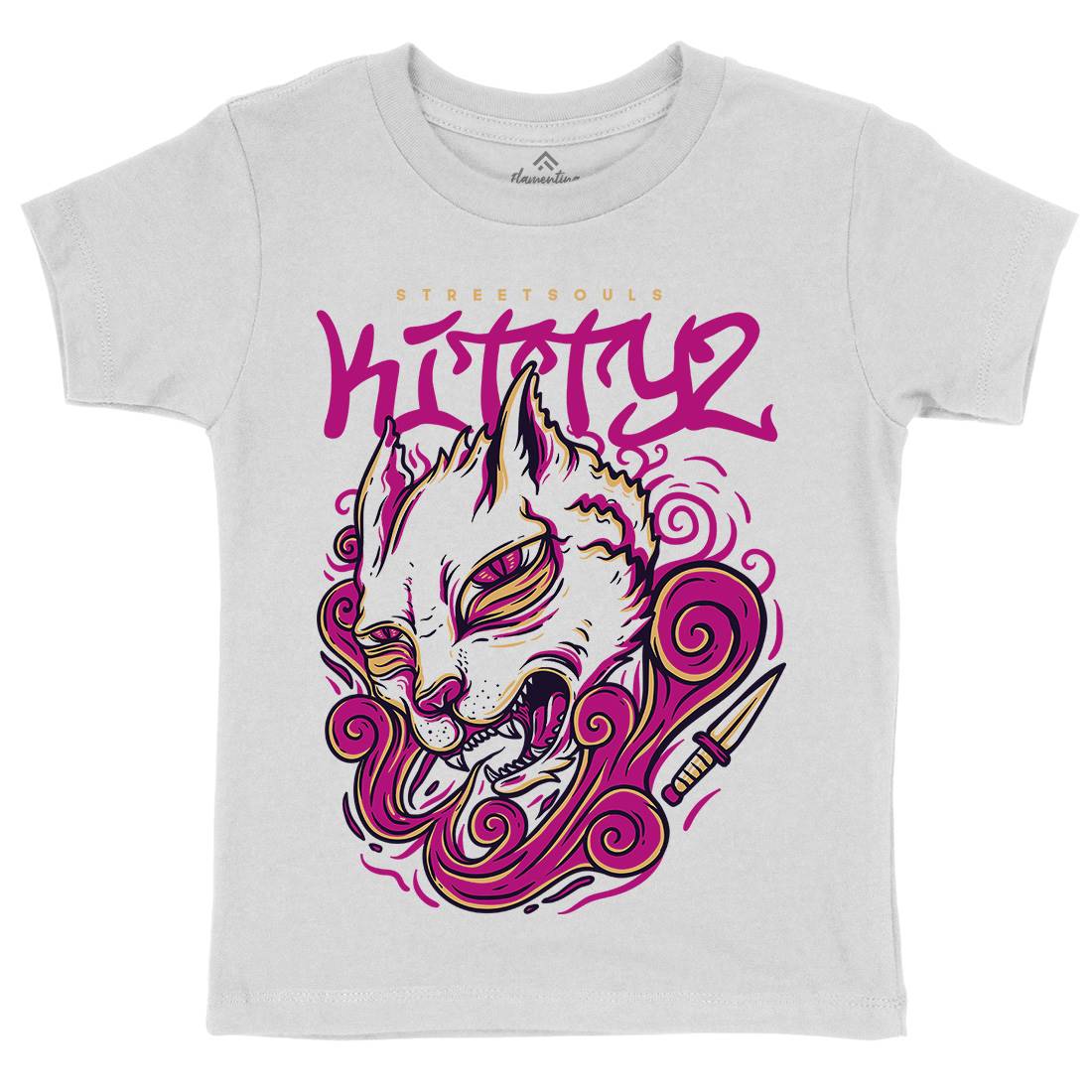 Kitty Kids Organic Crew Neck T-Shirt Animals D633