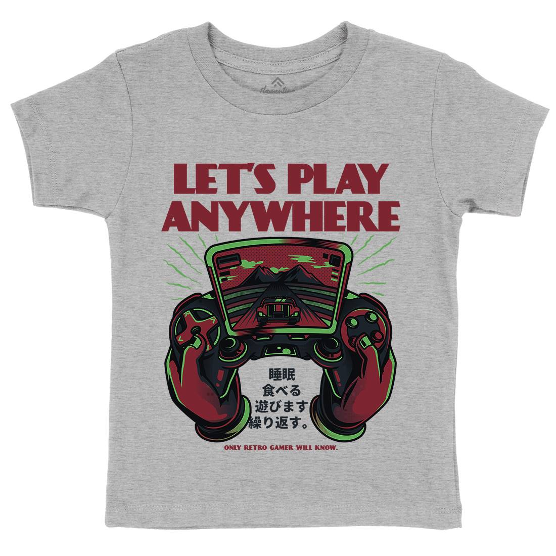 Lets Play Anywhere Kids Organic Crew Neck T-Shirt Geek D634