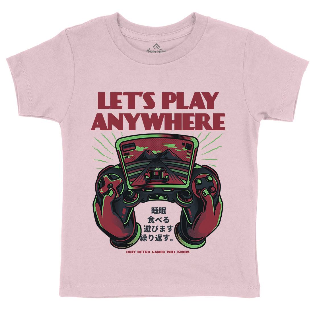 Lets Play Anywhere Kids Crew Neck T-Shirt Geek D634