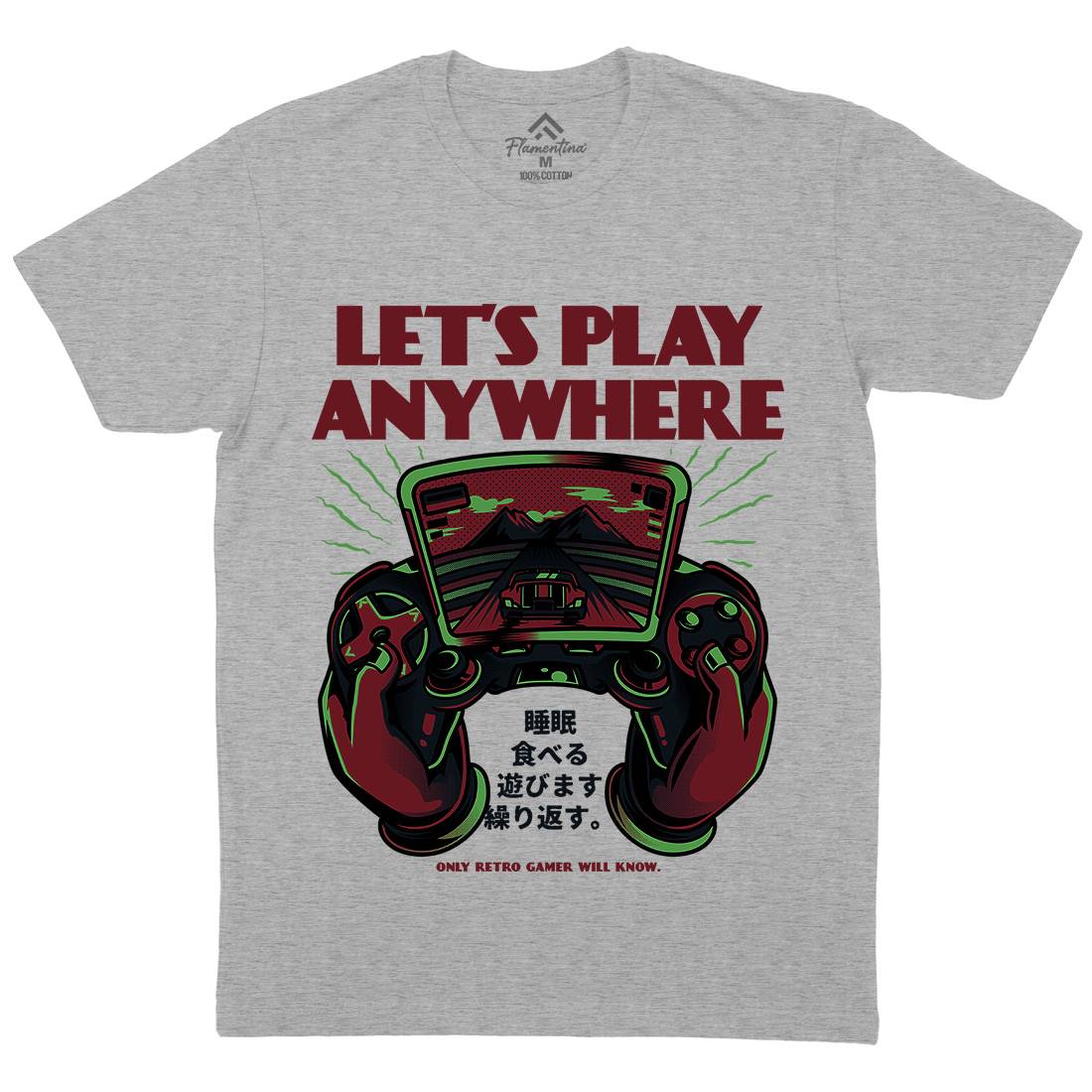 Lets Play Anywhere Mens Organic Crew Neck T-Shirt Geek D634