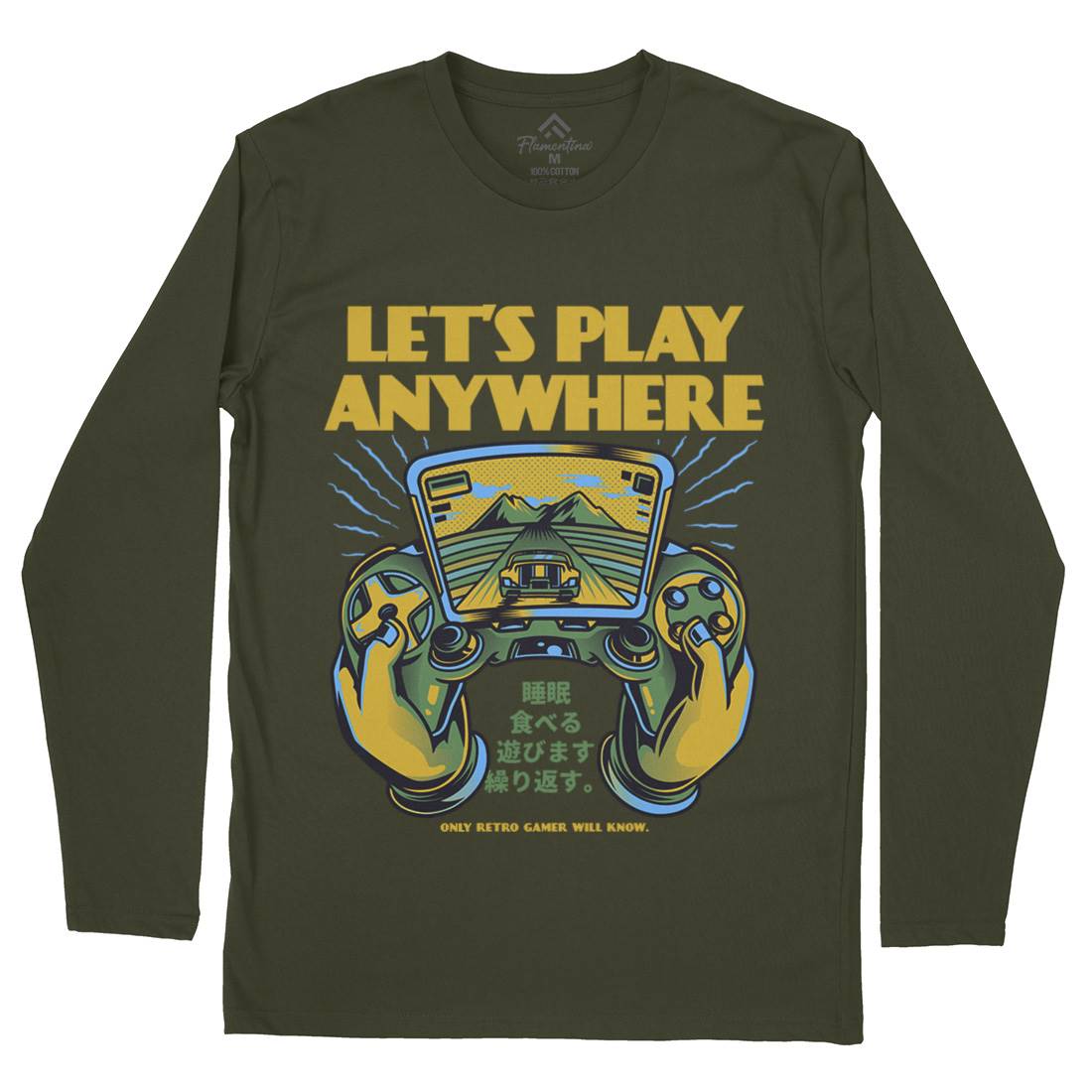 Lets Play Anywhere Mens Long Sleeve T-Shirt Geek D634