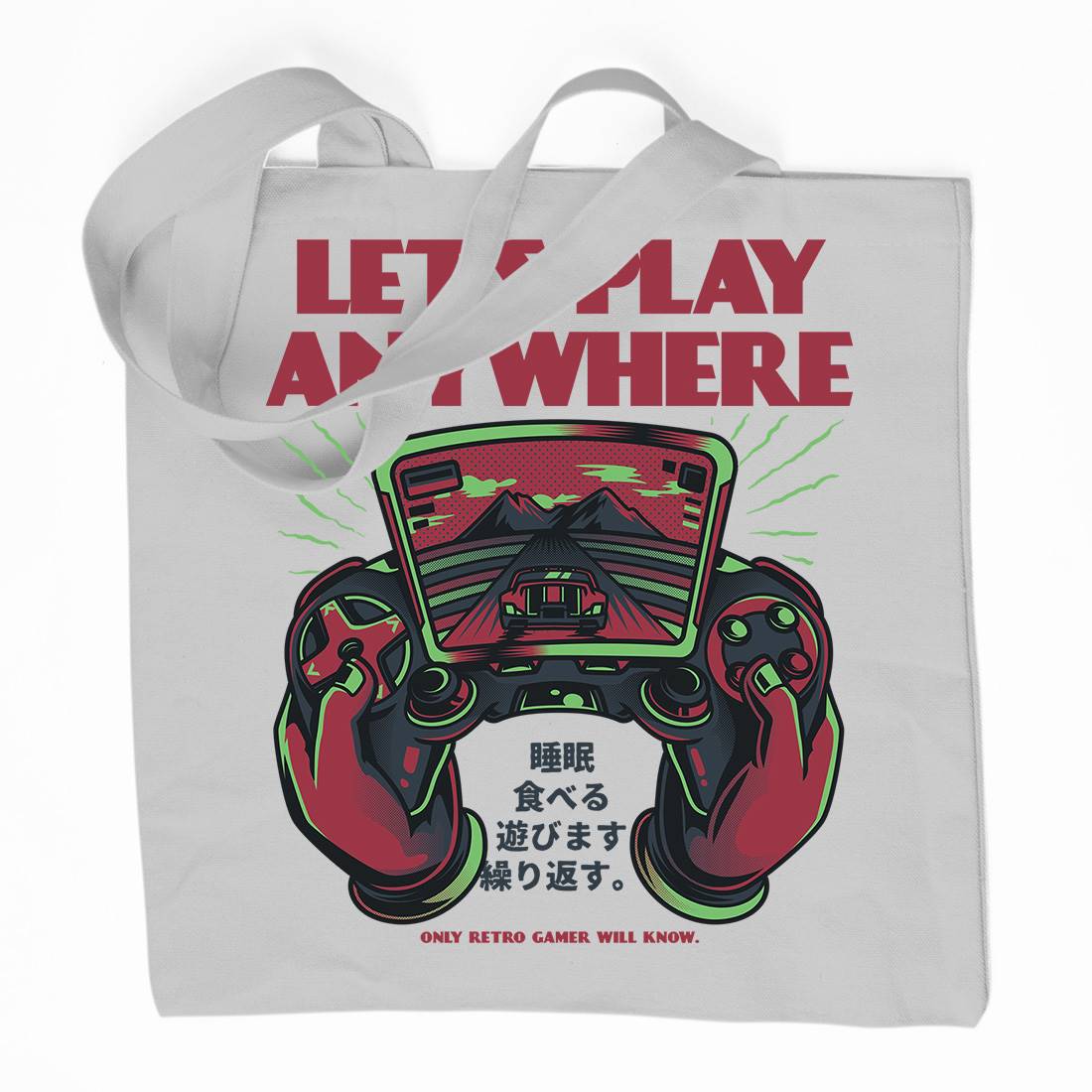 Lets Play Anywhere Organic Premium Cotton Tote Bag Geek D634