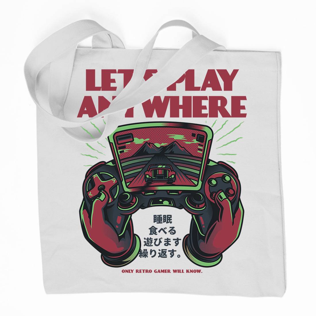 Lets Play Anywhere Organic Premium Cotton Tote Bag Geek D634