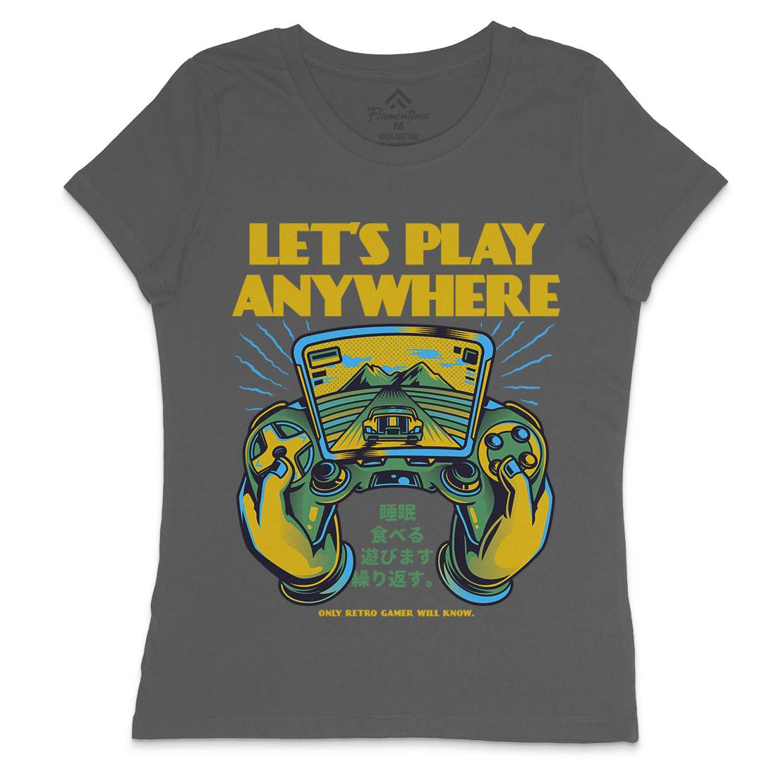 Lets Play Anywhere Womens Crew Neck T-Shirt Geek D634