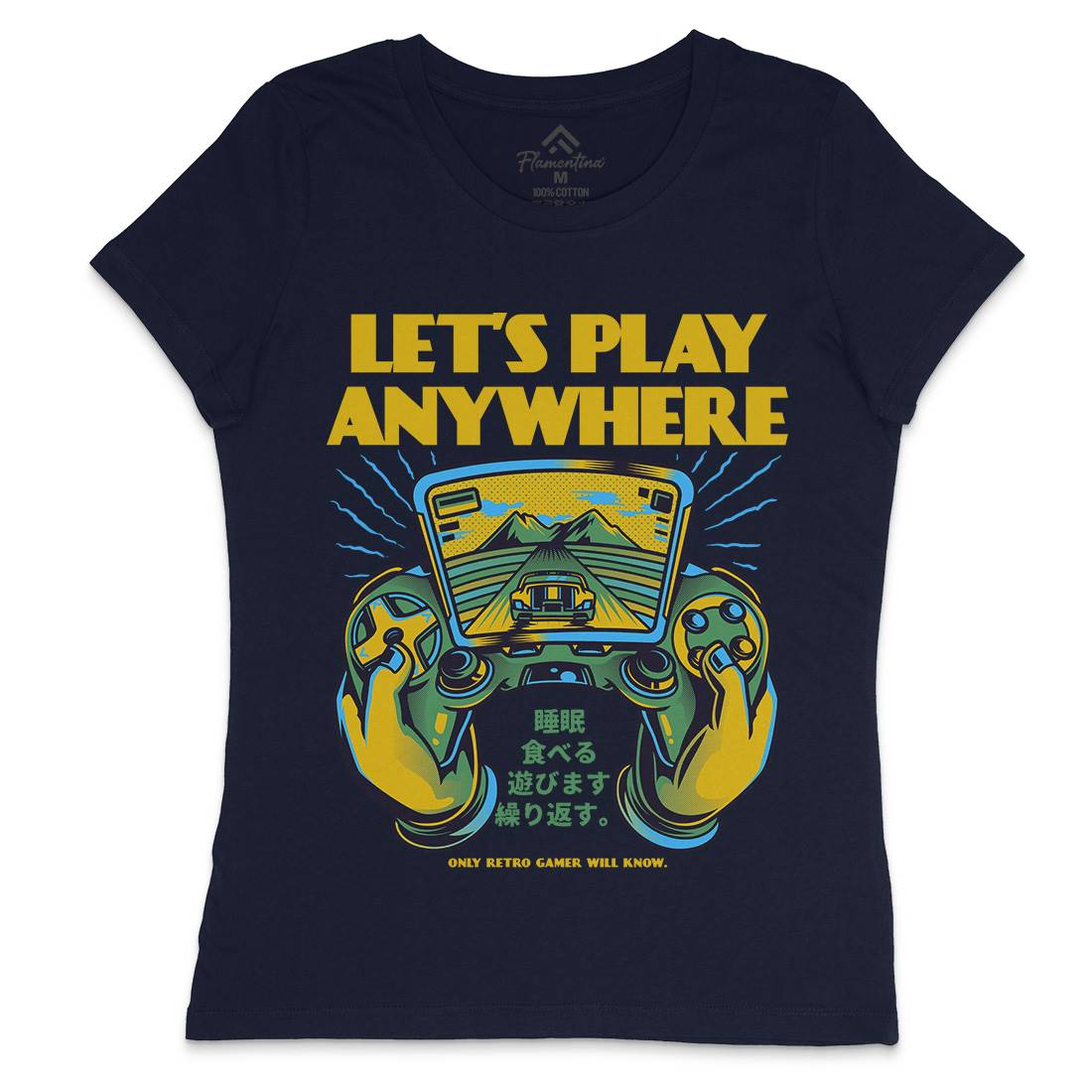 Lets Play Anywhere Womens Crew Neck T-Shirt Geek D634