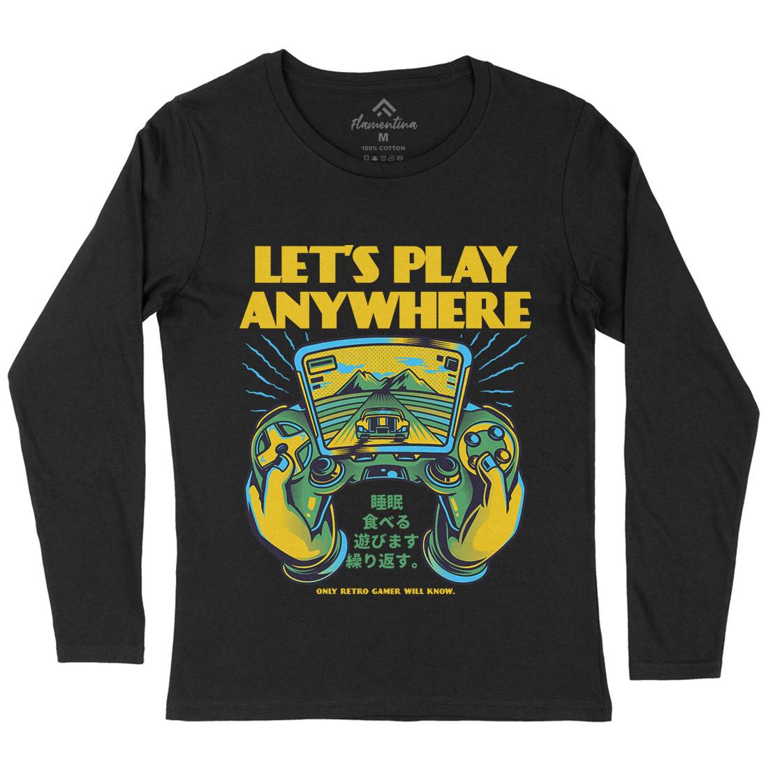 Lets Play Anywhere Womens Long Sleeve T-Shirt Geek D634