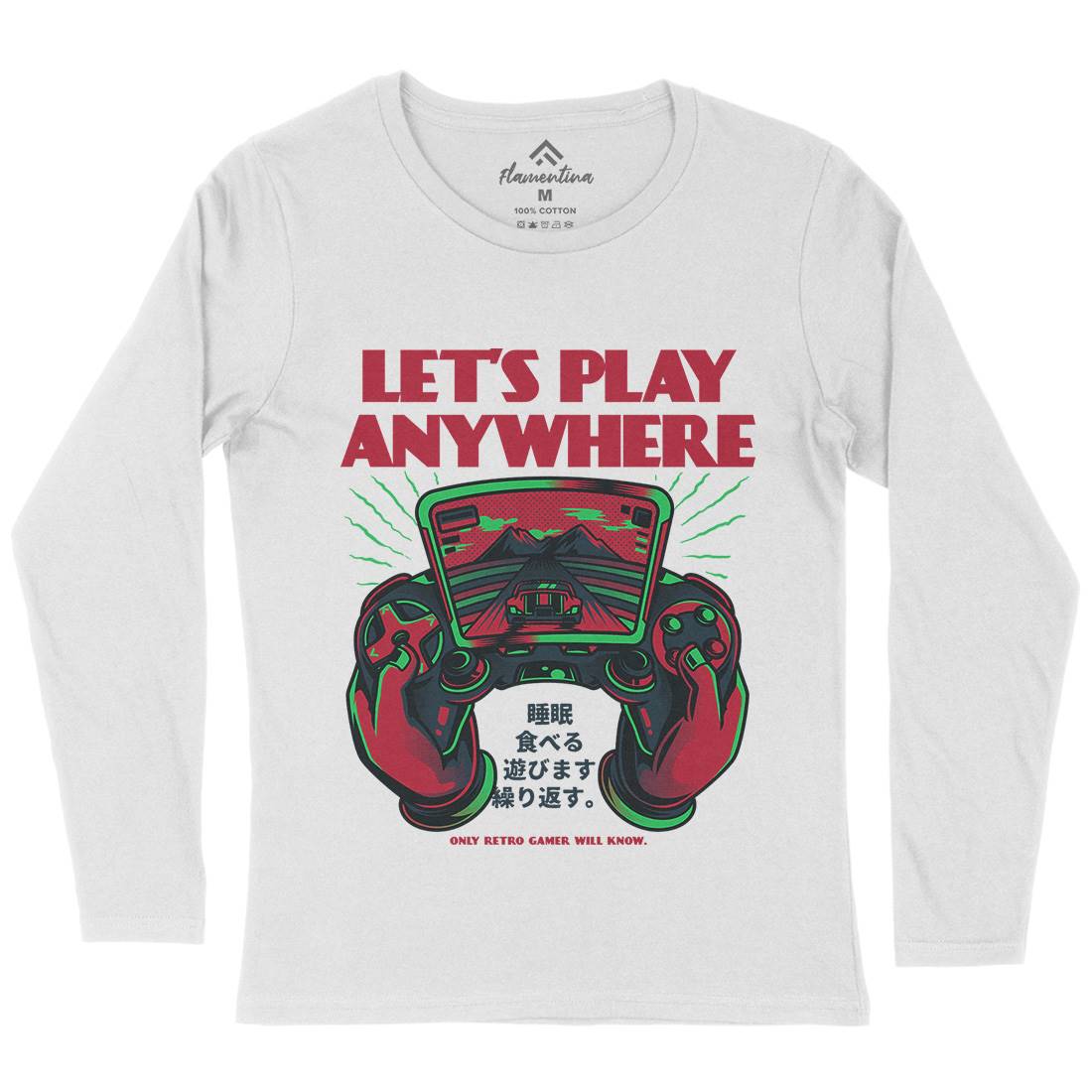Lets Play Anywhere Womens Long Sleeve T-Shirt Geek D634