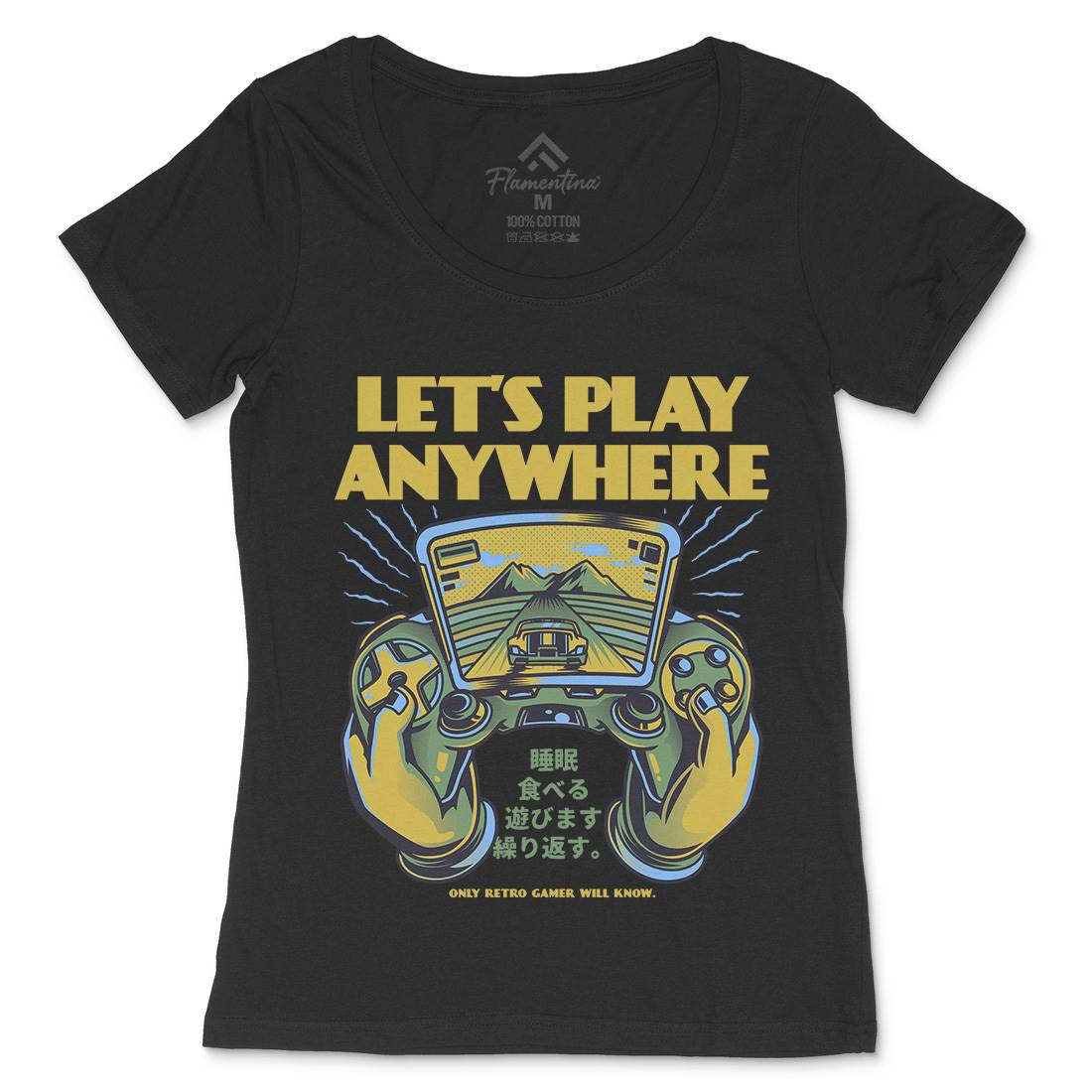 Lets Play Anywhere Womens Scoop Neck T-Shirt Geek D634