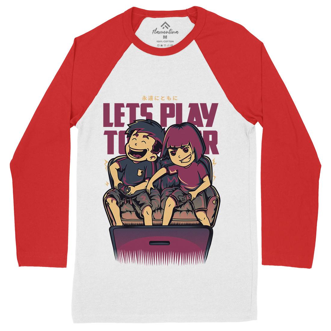 Lets Play Together Mens Long Sleeve Baseball T-Shirt Geek D635