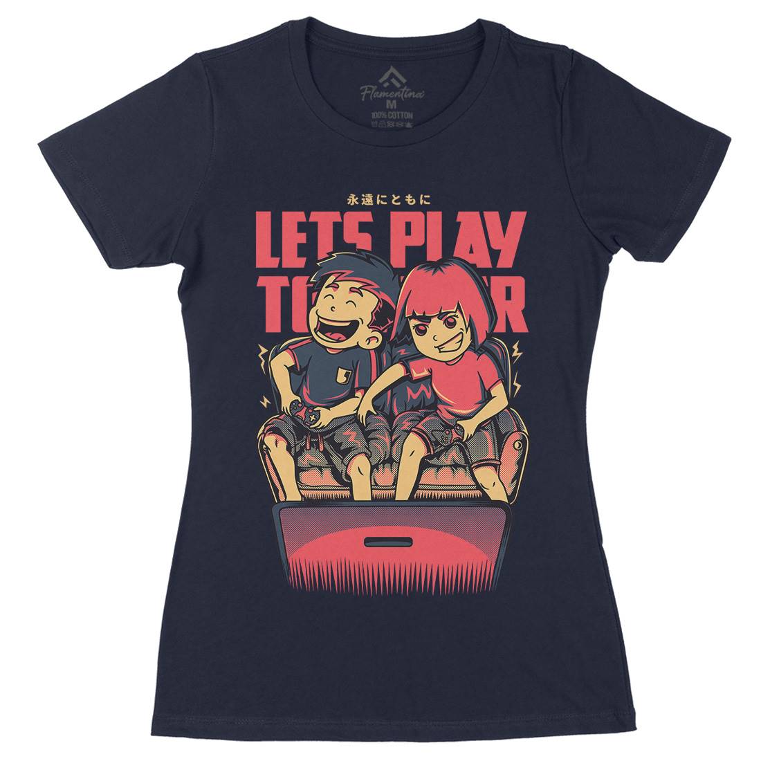 Lets Play Together Womens Organic Crew Neck T-Shirt Geek D635