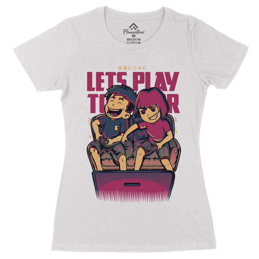 Lets Play Together Womens Organic Crew Neck T-Shirt Geek D635