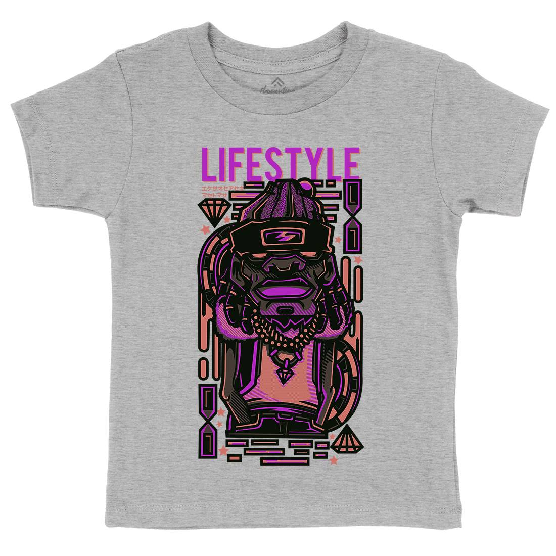 Life Style Kids Organic Crew Neck T-Shirt Retro D636