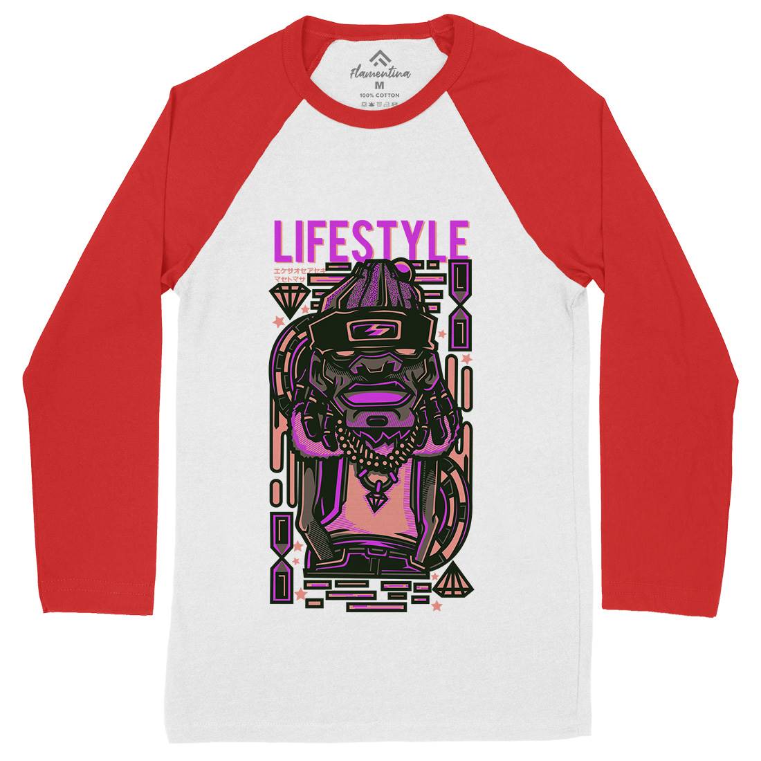 Life Style Mens Long Sleeve Baseball T-Shirt Retro D636