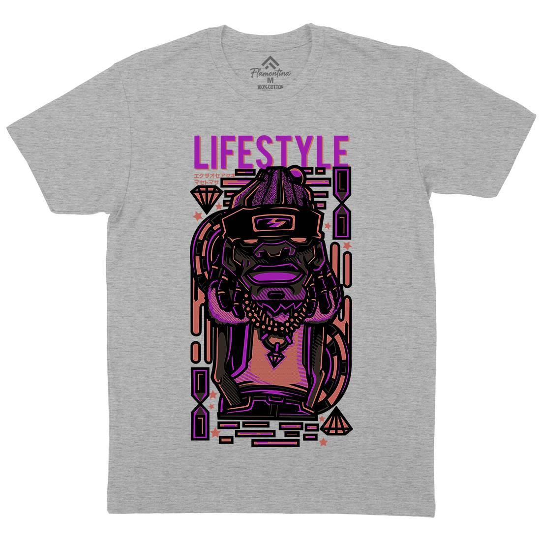 Life Style Mens Crew Neck T-Shirt Retro D636
