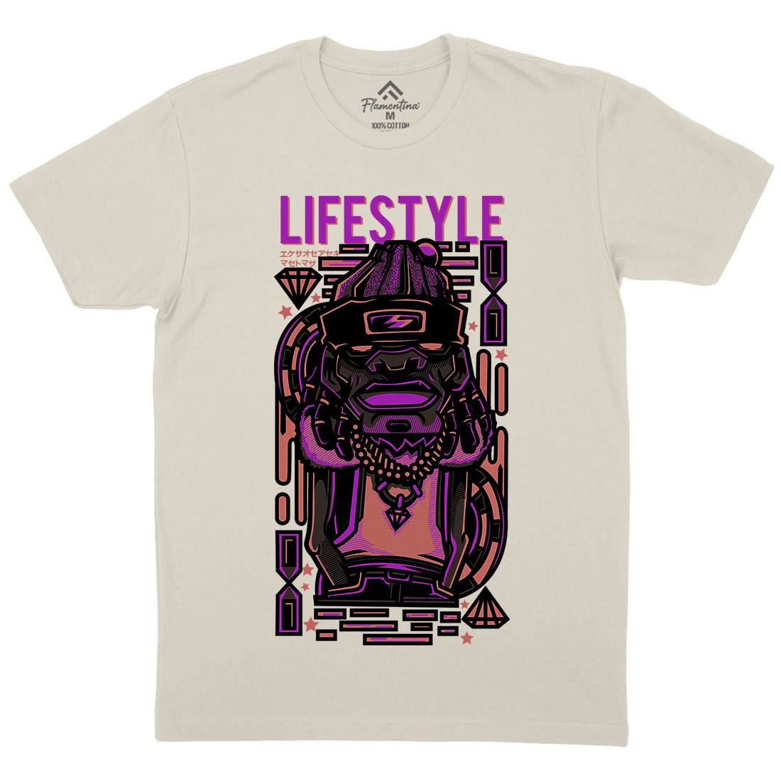 Life Style Mens Organic Crew Neck T-Shirt Retro D636