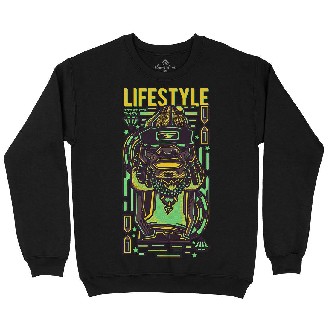 Life Style Mens Crew Neck Sweatshirt Retro D636