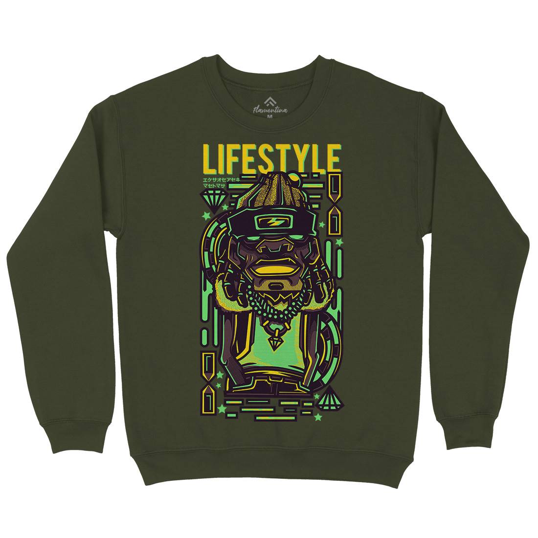 Life Style Mens Crew Neck Sweatshirt Retro D636