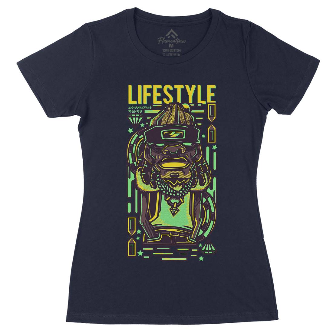 Life Style Womens Organic Crew Neck T-Shirt Retro D636