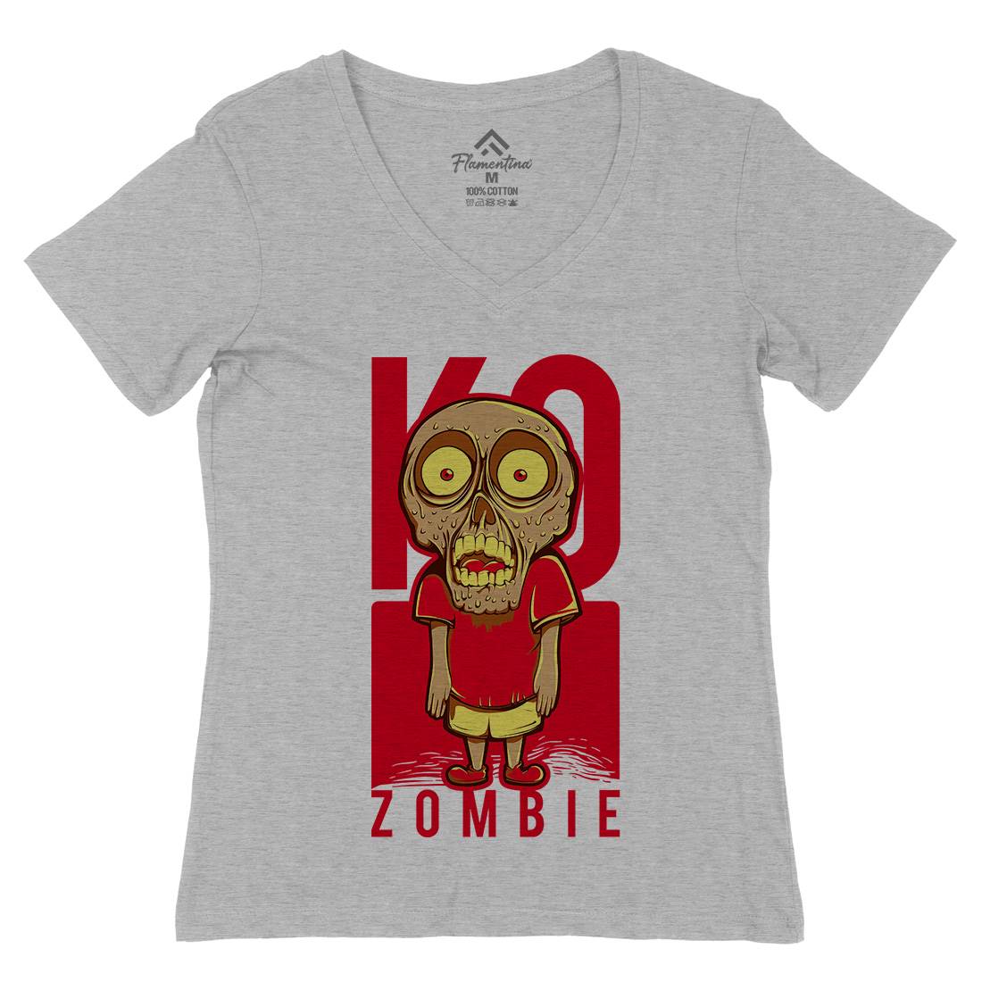 Little Zombie Womens Organic V-Neck T-Shirt Funny D637