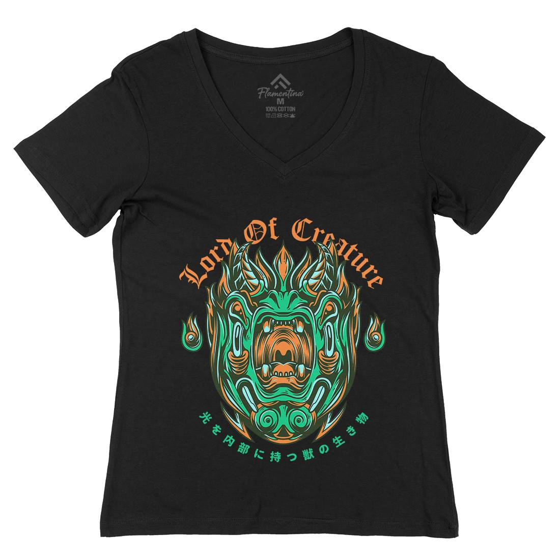 Lord Of Creature Womens Organic V-Neck T-Shirt Horror D638