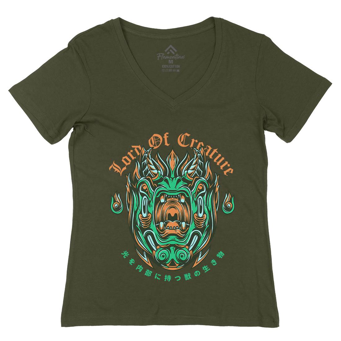 Lord Of Creature Womens Organic V-Neck T-Shirt Horror D638