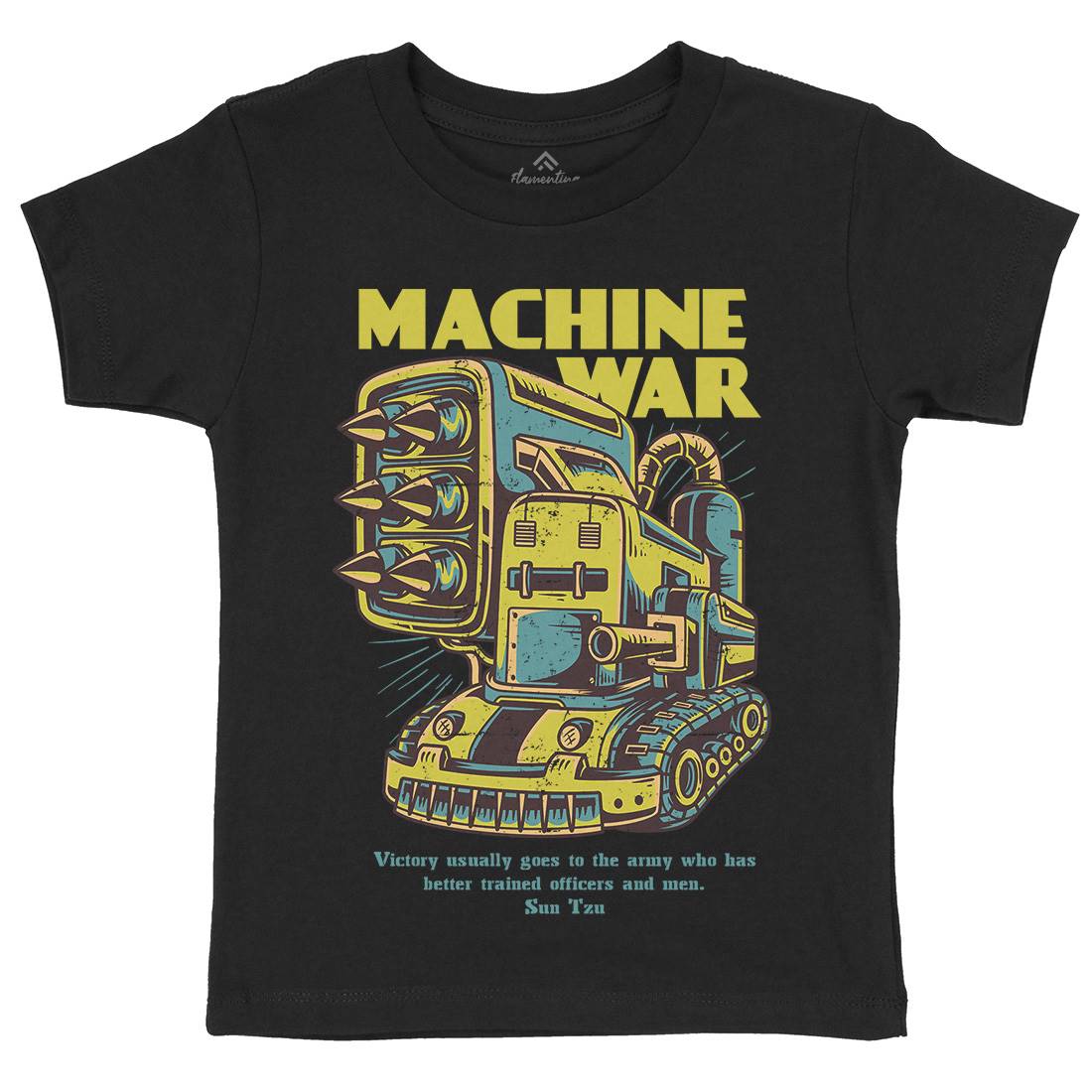 Machine War Kids Organic Crew Neck T-Shirt Army D639