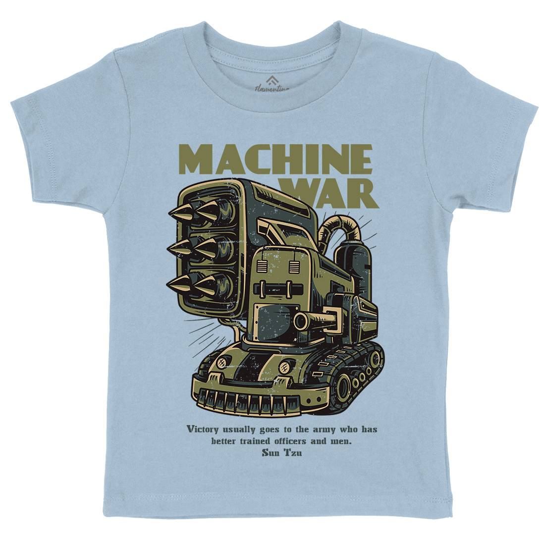 Machine War Kids Organic Crew Neck T-Shirt Army D639