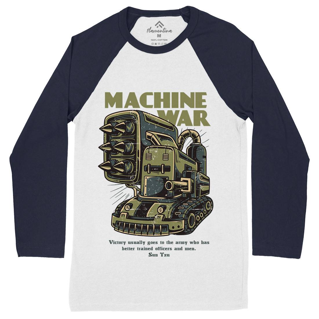 Machine War Mens Long Sleeve Baseball T-Shirt Army D639