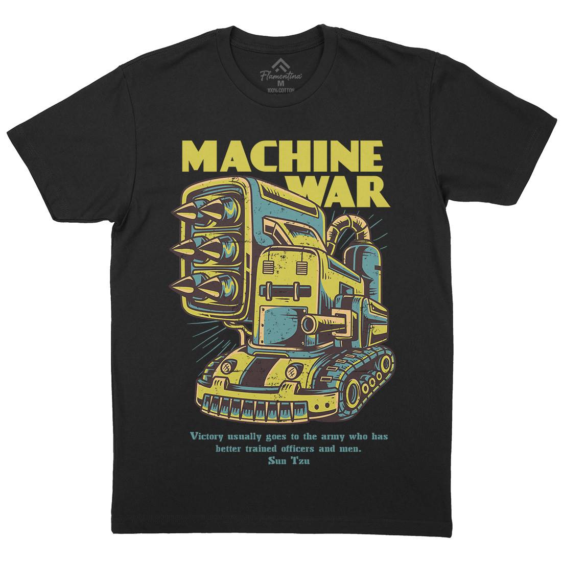 Machine War Mens Organic Crew Neck T-Shirt Army D639