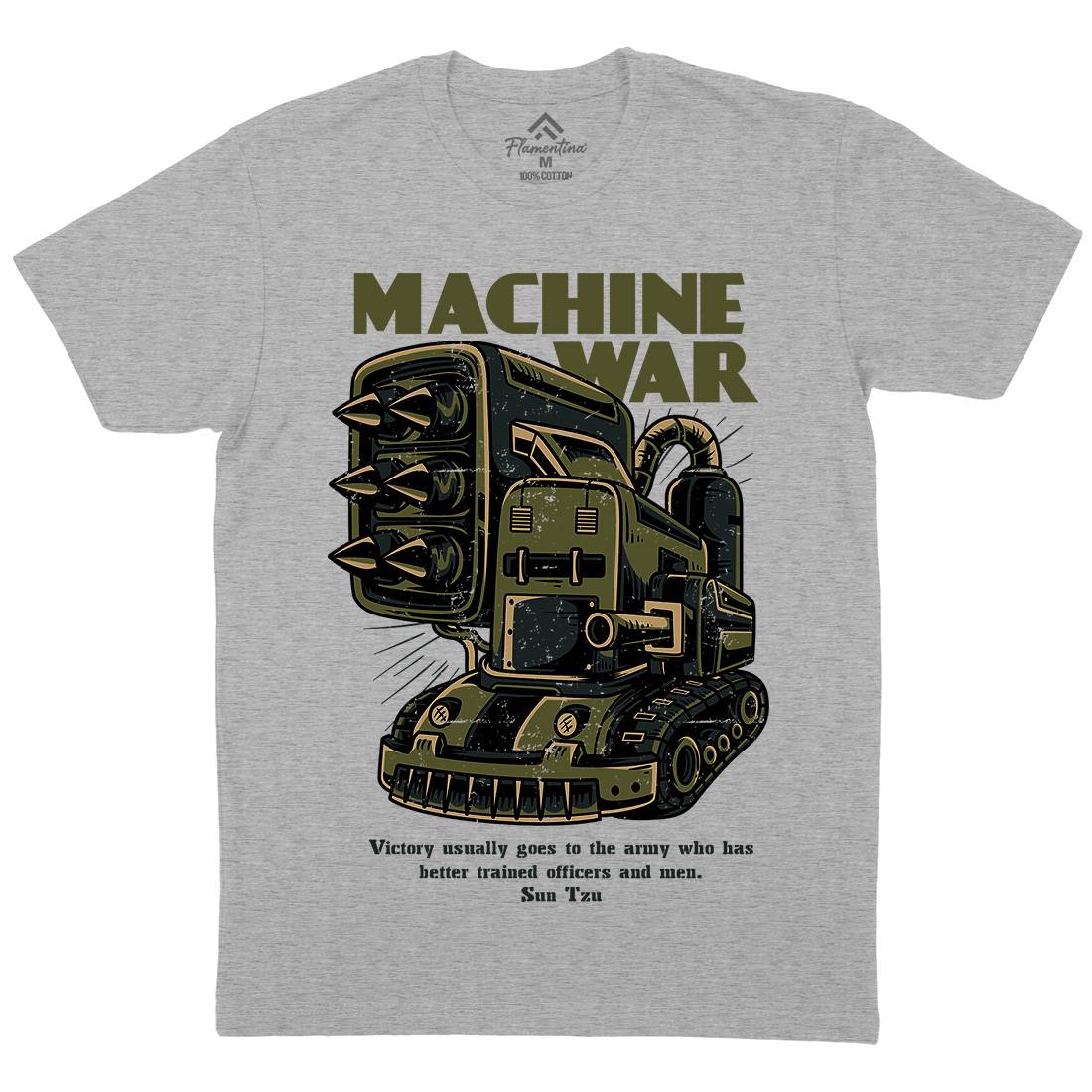 Machine War Mens Organic Crew Neck T-Shirt Army D639