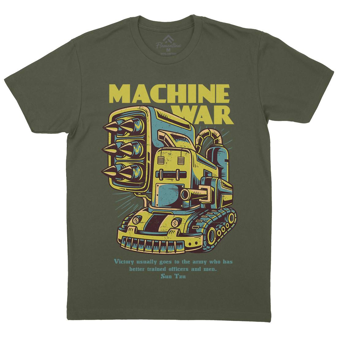 Machine War Mens Crew Neck T-Shirt Army D639
