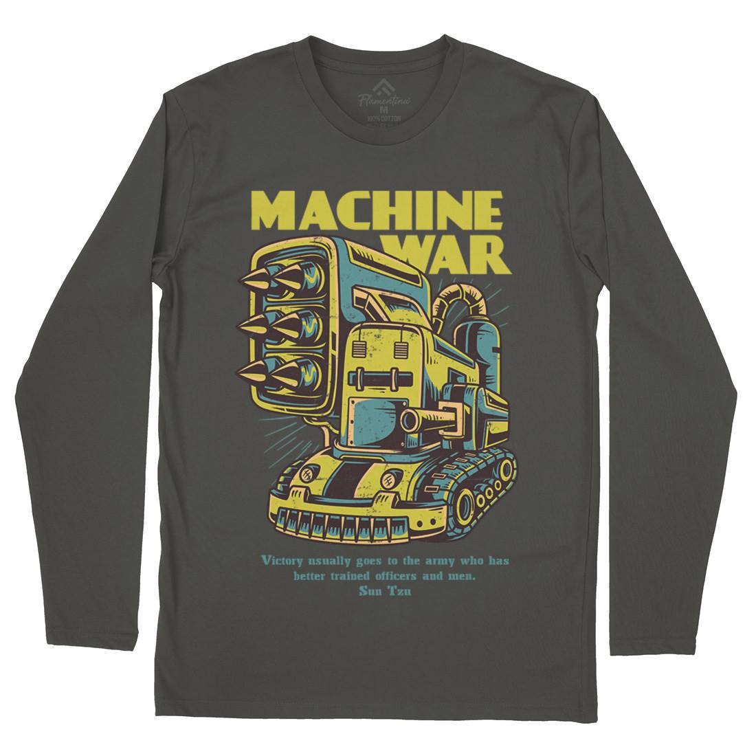 Machine War Mens Long Sleeve T-Shirt Army D639