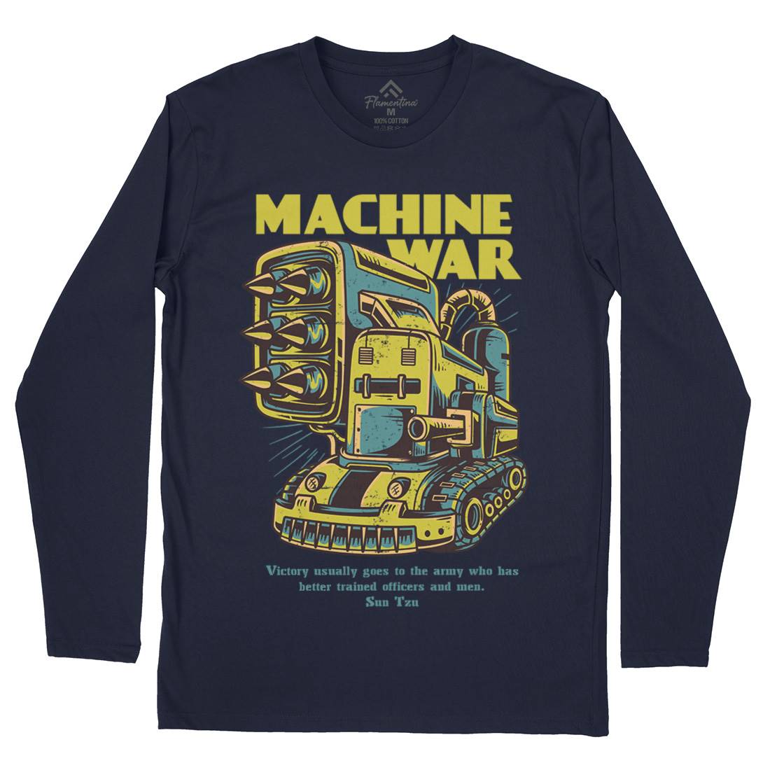 Machine War Mens Long Sleeve T-Shirt Army D639