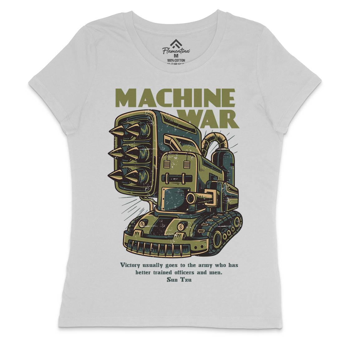Machine War Womens Crew Neck T-Shirt Army D639
