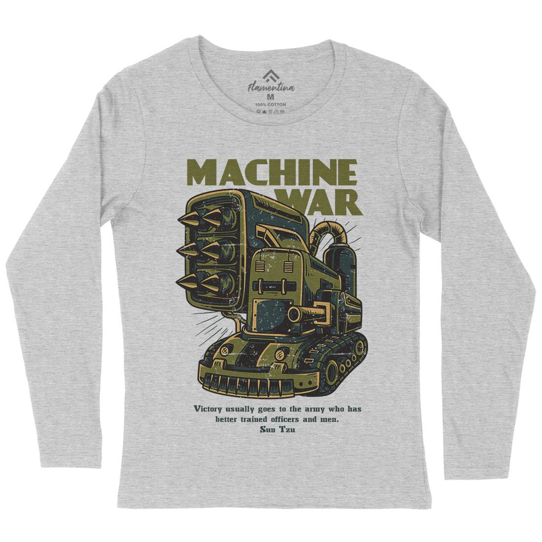 Machine War Womens Long Sleeve T-Shirt Army D639