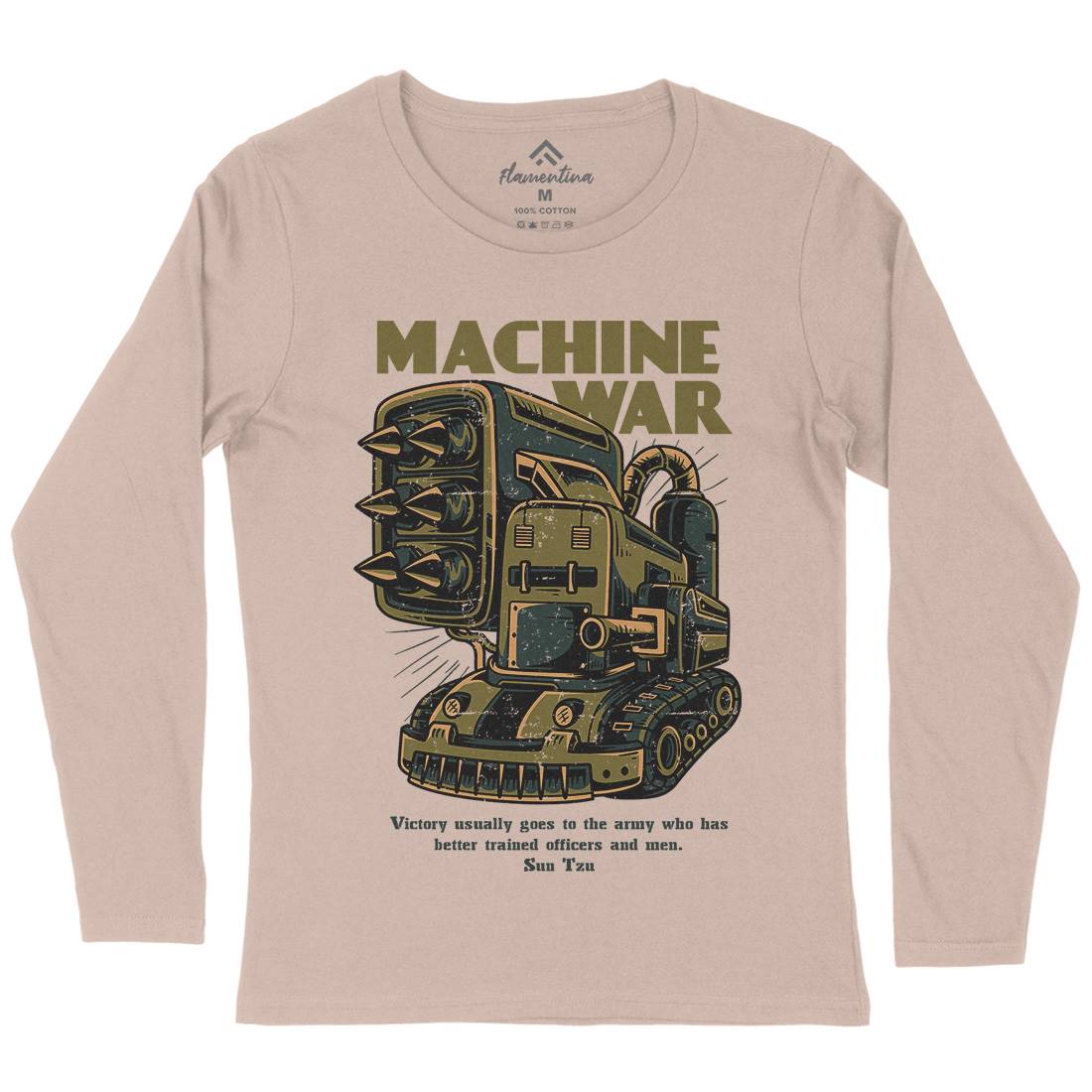 Machine War Womens Long Sleeve T-Shirt Army D639