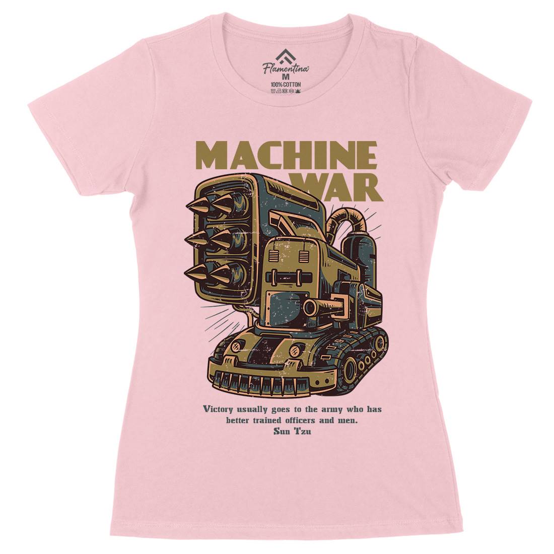 Machine War Womens Organic Crew Neck T-Shirt Army D639