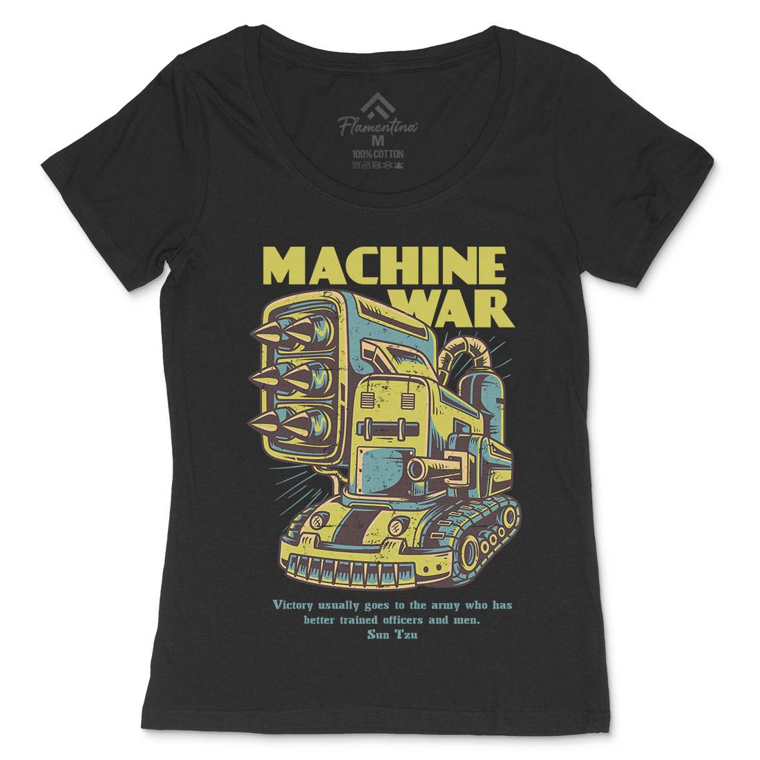 Machine War Womens Scoop Neck T-Shirt Army D639