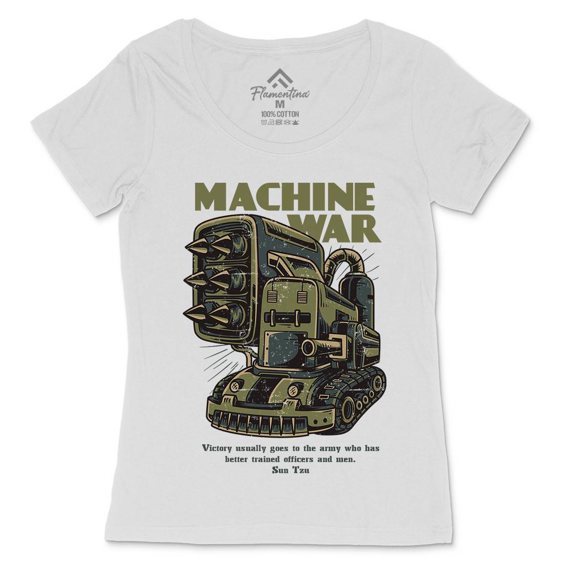 Machine War Womens Scoop Neck T-Shirt Army D639