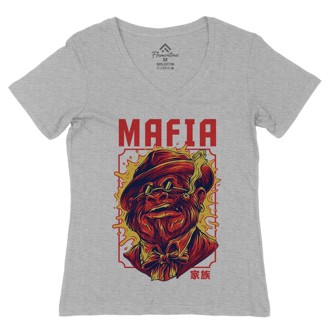Mafia Ape Womens Organic V-Neck T-Shirt Animals D641