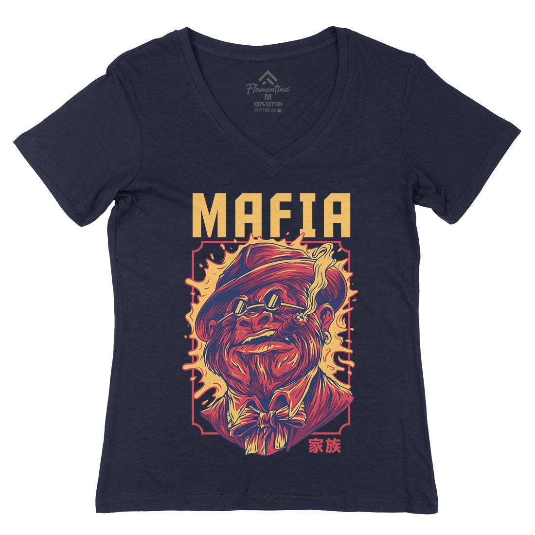 Mafia Ape Womens Organic V-Neck T-Shirt Animals D641