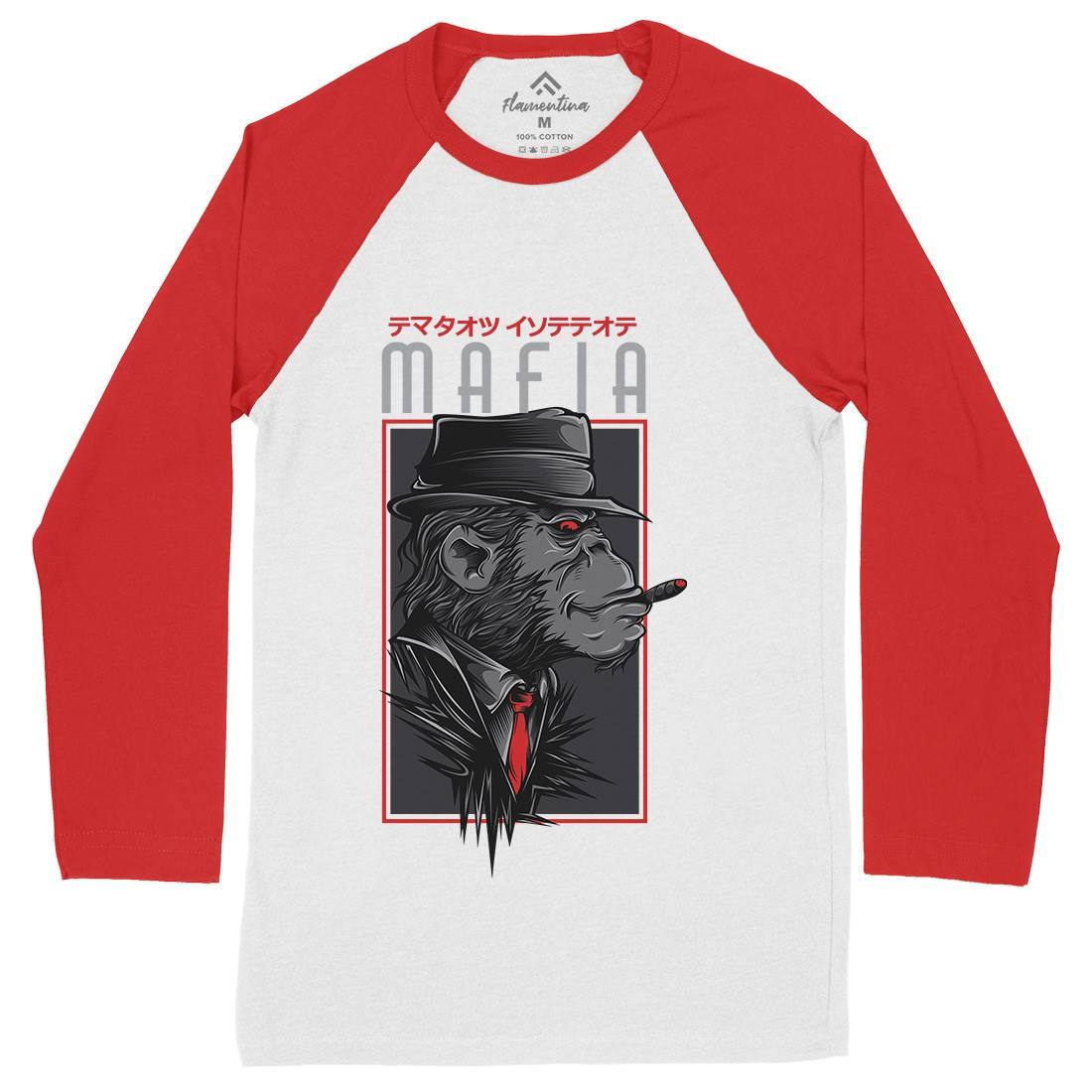 Mafia Monkey Mens Long Sleeve Baseball T-Shirt Animals D642