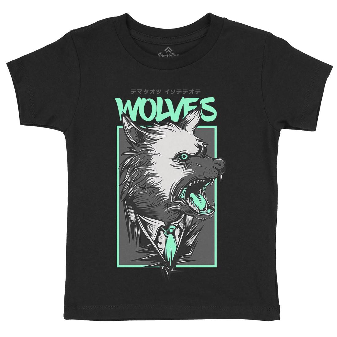 Mafia Wolves Kids Organic Crew Neck T-Shirt Animals D643